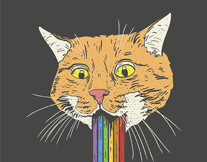 Cat pukes rainbows