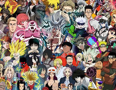 100 Anime Characters Illustration | Poster