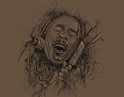 Bob Marley Scribble Drawing