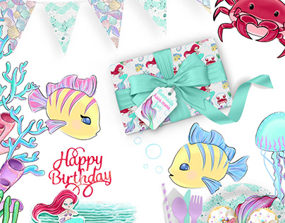"Mermaids have more fun" - Clipart and Digital pattern