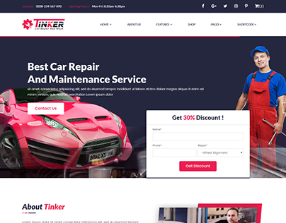 Tinker – Car Repair and eCommerce Template