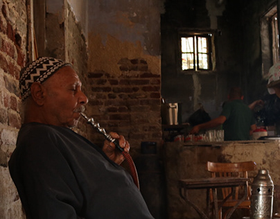A man smoking Hookah at Rashid, Egypt