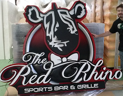 Sign for Red Rhino Sports bar
