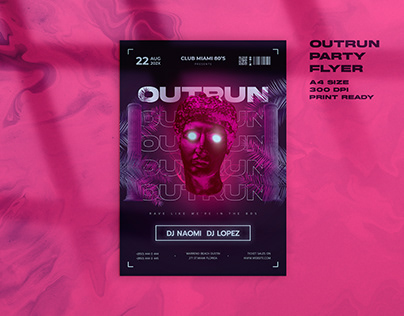 Outrun Party Flyer Template