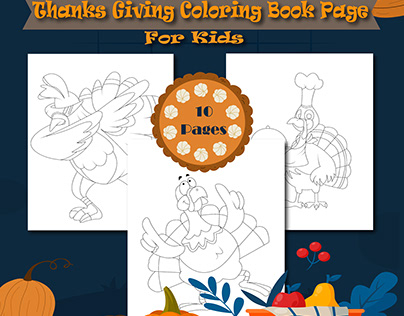 Thanks giving coloring book page for kids