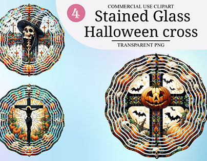 Halloween cross Stained Glass Clipart