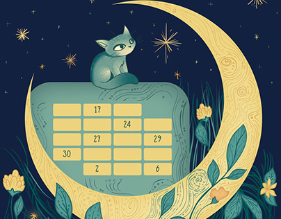 Lunar calendar: Cat and Moon