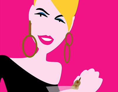 Woman with martini illustration