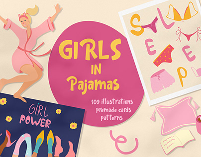 Girls In Pajamas Hand Draw collection!