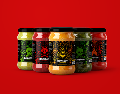 BONSTON Spicy Sauce Label design