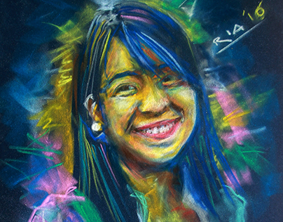 A Portrait of Ms. Ria: Soft Pastel on Felt Paper