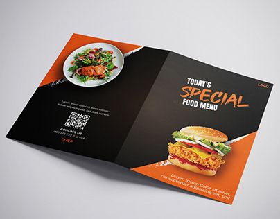 Food, Restaurant by-fold brochure design