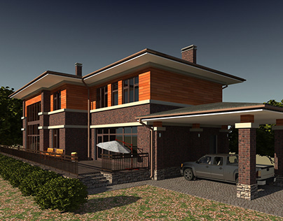 Single Family Home in the style of Frank Lloyd Wright