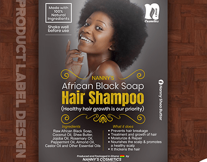 African Black Soap Hair Shampoo Label Design (7GRAFFIX