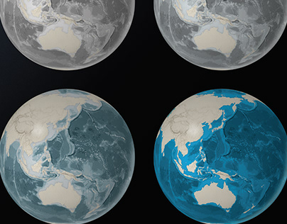 Map Globes of Ocean & Land for Cartography Book