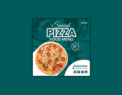 simple social media post for delicious pizza design