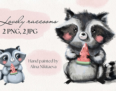 Lovely Raccoons illustrations in PNG
