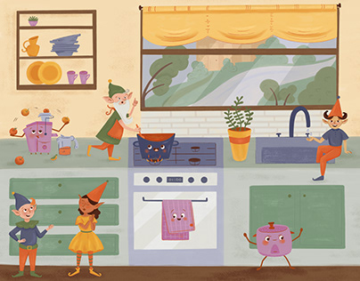 Magic kitchen children's book illustration