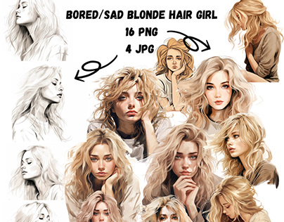 Blonde hair girl in sad/boring mode