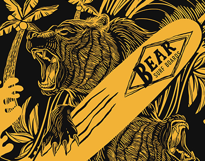 Bear SurfBoard // T-shirt illustrations proj