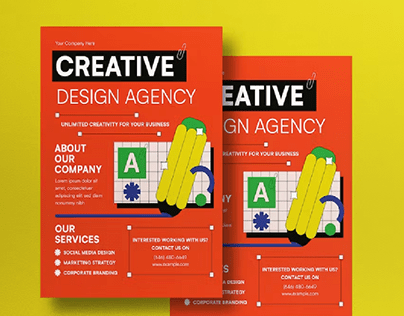 Orange Flat Creative Design Agency Flyer
