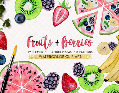 FREE CLIPART Watercolor Fruit and Berries