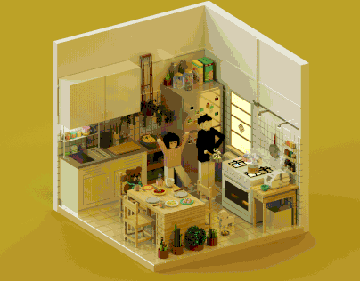 Urban Mini Room Series: Yellow Kitchen
