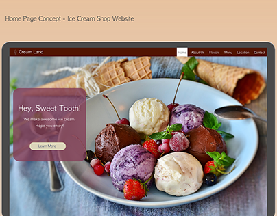 Home Page Concept for an Ice Cream Shop Website