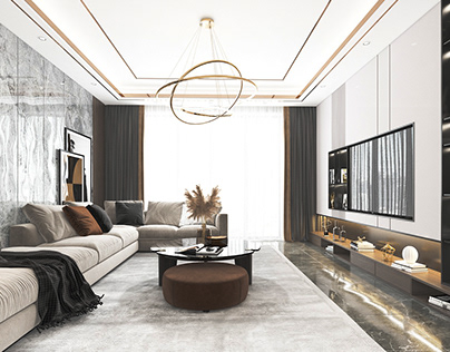 contemporary livingroom interior visualization