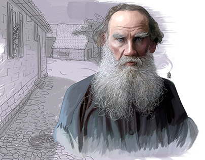 Tolstoy illustration portrait illüstrasyon portre