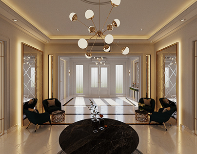 Luxury Villa Entrance Design - Neo classic 360 render