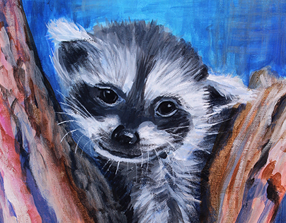 Raccoon Painting by Julie Bonner