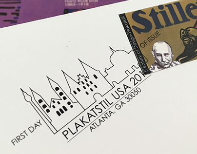 Plakatstil stamp, card, cancellation seal & Envelope