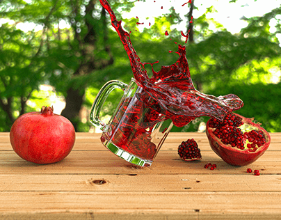Pomegranate juice splash - 3d Concept