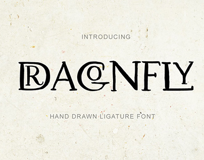 Dragonfly. Uppercase Ligature Font.