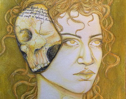 Death and the Maiden - mixed media drawing