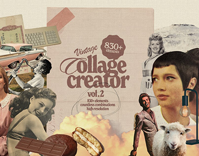 830+ PNG Vintage Collage Creator v.2