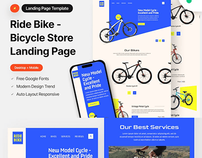 Ride Bike Bicycle Store Landing Page Figma Design