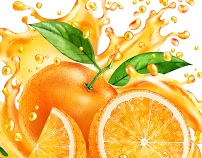 Watercolor illustrations for juice