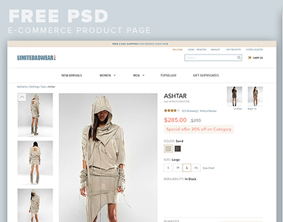 FREE psd file of E-Commerce Product Page