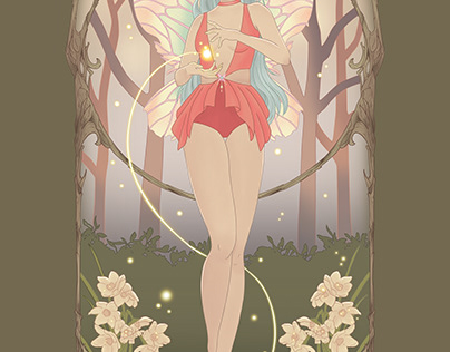 Alphonse Mucha Inspired Fairy
