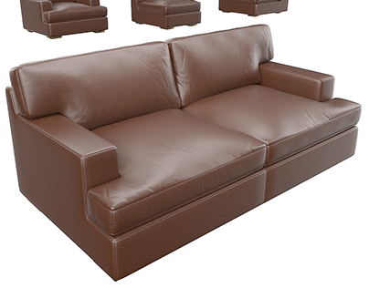 Modular Leather Couch and Lounge chair Low-poly
