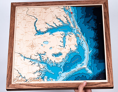 Outer Banks North Carolina wood map