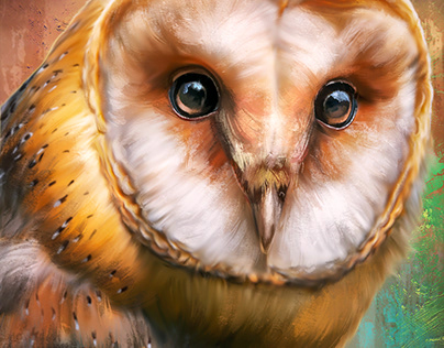Digital Owl 3 Oil Painting by Wayne Flint