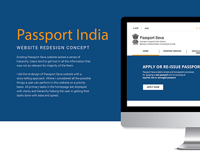 Redesign concept for Indian Passport Seva website