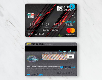 Portugal Banco Popular bank mastercard template