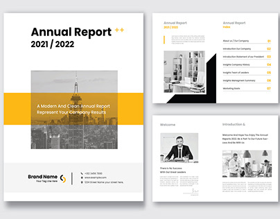 Annual Report Brochure Layout with Yellow