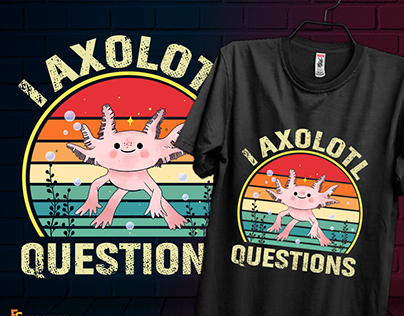 Retro I Axolotl Questions Cute Axolotl T-Shirt Design.