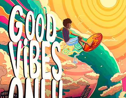 Illustration "Good vibes only". Poster