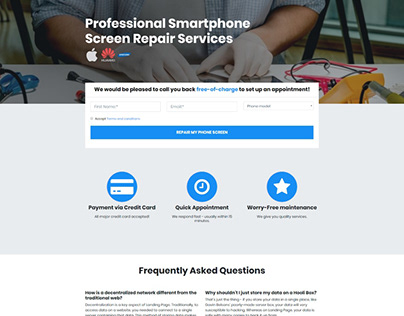 Smartphone Screen Services Landing Page